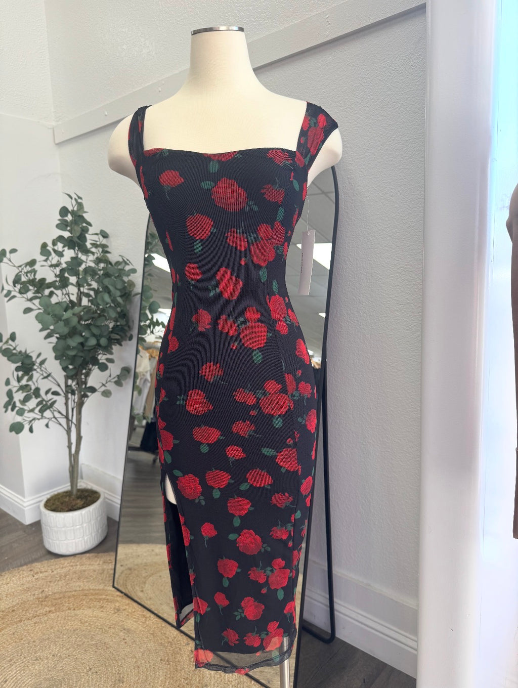Black Rose Print Dress