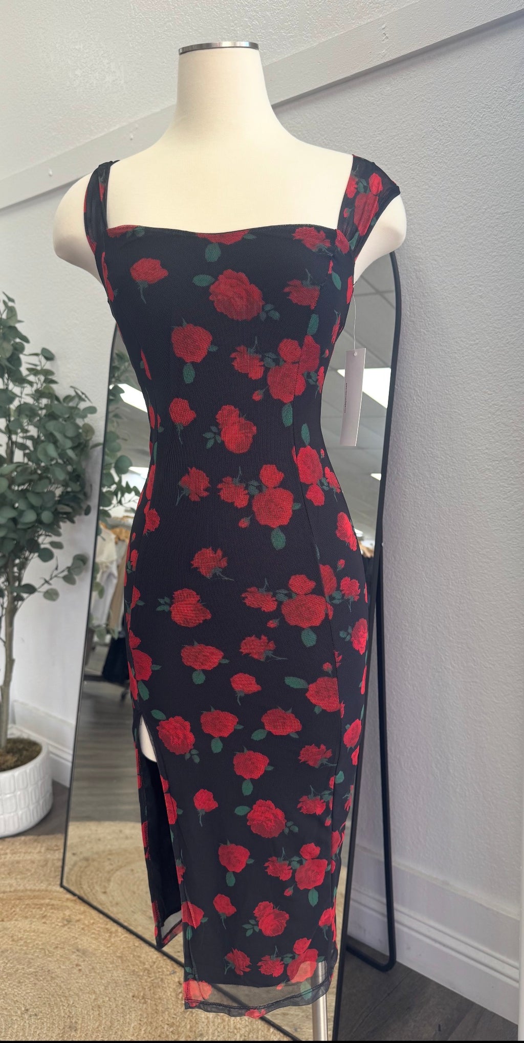Black Rose Print Dress